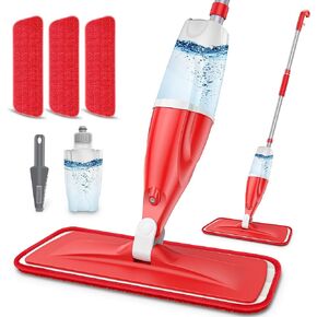 MORFIBER FLOOR MOPS للأرضيات التنظيف - MOPS Hardowod Floor مع 440 مل زجاجات قابلة لإعادة التعبئة 3 منصات ممسحة قابلة للغسل و 1 مكشطة - ممسحة غبار الرطب للخشب الخشبي الخشب الخشب الخشب الخشبي الخشبي الخشبي in Kuwait