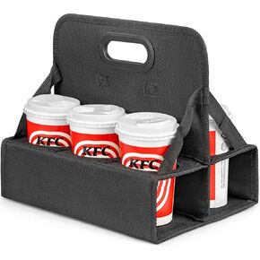 Portable Drink Carrier with Handle, 6 Cup Reusable Drink Carrier for Delivery,Foldable Cup Coffee Carrier, Cocktails, Wine, Safely Secures Hot and Cold Beverages - for Delivery and Take Out in Saudi Arabia