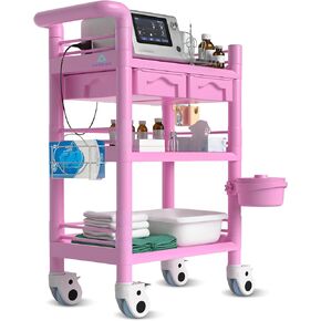 Averian 3 Tier ABS Medical Cart Stunning Grey | Rolling Esthetician 330lb Capacity Trolley with Lockable Casters | Supply Mobile Station for Clinics, Labs, Dental & Beauty Spas in Saudi Arabia
