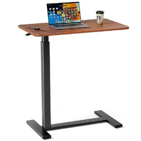 Overbed Bedside Table with Hidden Casters, Adjustable Pneumatic Mobile Laptop Computer Standing Desk, Rolling Laptop Table, Movable Overbed Table Hospital Home Use, Black in Kuwait