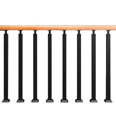 عمود درابزين للسلالم مثبت على الأرض للخدمة الشاقة، عمود درابزين معدني أسود، مصنوع من الحديد المجلفن، مقاوم للصدأ، للاستخدام الداخلي والخارجي، خيارات الارتفاع 35.43 بوصة و37.40 بوصة (1، 37.40 بوصة (95 سم)) in Kuwait