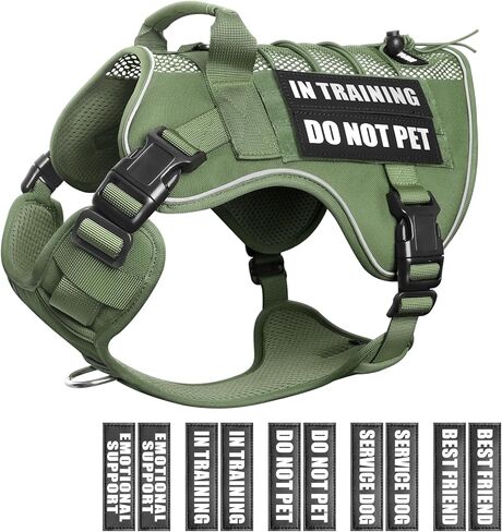 Winsee خدمة الكلب في تدريب شبكية تسخير مع 10 بقع الحيوانات الأليفة ، والهواء الناعم الشبكة التكتيكية التكتيكية الكلب molle سترة ، عاكسة العسكرية السترة للحيوانات الأليفة للمشي للمشي لكلاب متوسطة in Kuwait