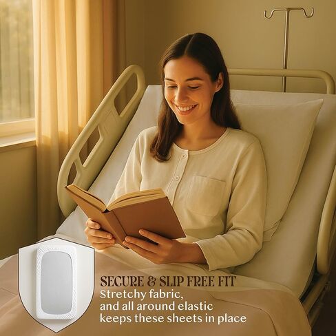BLISSFORD - 2 Pack Fitted Hospital Bed Sheets with Elastic All Around for a Cotton Rich Soft Knitted Jersey Sheet, 36" x 84" x 12" in Kuwait