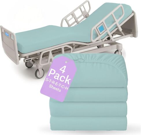 BLISSFORD - 2 Pack Fitted Hospital Bed Sheets with Elastic All Around for a Cotton Rich Soft Knitted Jersey Sheet, 36" x 84" x 12" in Kuwait