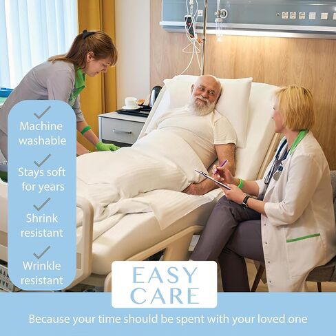 BLISSFORD - 2 Pack Fitted Hospital Bed Sheets with Elastic All Around for a Cotton Rich Soft Knitted Jersey Sheet, 36" x 84" x 12" in Kuwait