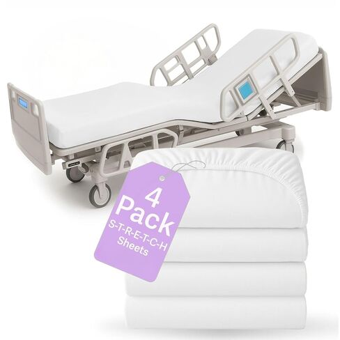 BLISSFORD - 2 Pack Fitted Hospital Bed Sheets with Elastic All Around for a Cotton Rich Soft Knitted Jersey Sheet, 36" x 84" x 12" in Kuwait