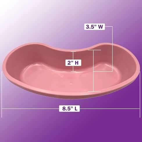 Kidney Shaped Emesis Basin - 5 Mauve Bedside Basin for Handwashing, Brushing Teeth, Ear Irrigation, and More - Good for Hospitals, Medical Facilities, and Home Use in Kuwait