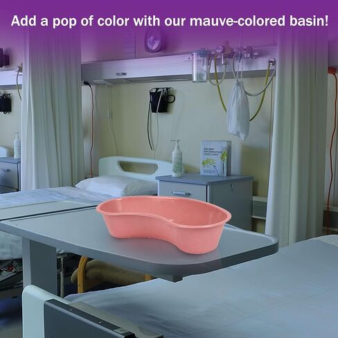Kidney Shaped Emesis Basin - 5 Mauve Bedside Basin for Handwashing, Brushing Teeth, Ear Irrigation, and More - Good for Hospitals, Medical Facilities, and Home Use in Kuwait