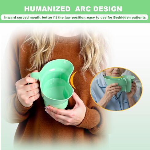 Green Emesis Basin with Handle - Kidney Shape Oral Care Spit Cup Vomit Bowls, Elderly Mouthwash Basin Tray Plastic Emesis Cup Sick Bows for Elderly Bedridden, 880cc in Kuwait