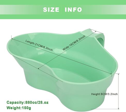Green Emesis Basin with Handle - Kidney Shape Oral Care Spit Cup Vomit Bowls, Elderly Mouthwash Basin Tray Plastic Emesis Cup Sick Bows for Elderly Bedridden, 880cc in Kuwait