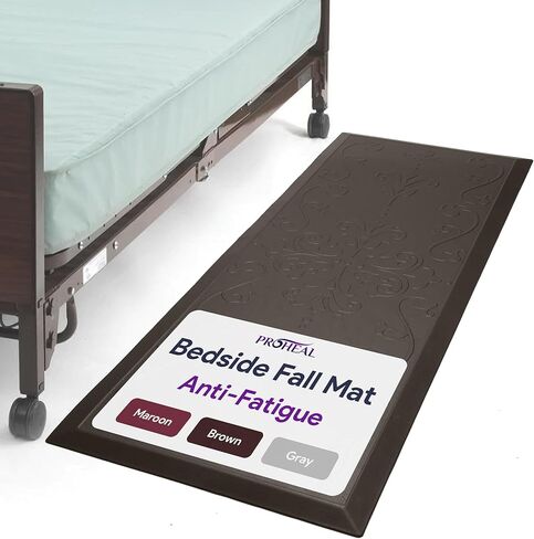ProHeal Fall Mat for Elderly - Non-Slip Floor Mat for Seniors - Bedside Safety Fall Prevention - Elegantly Designed Brown Bedside Pads for Elderly - 70" x 24" x 0.7" in Kuwait