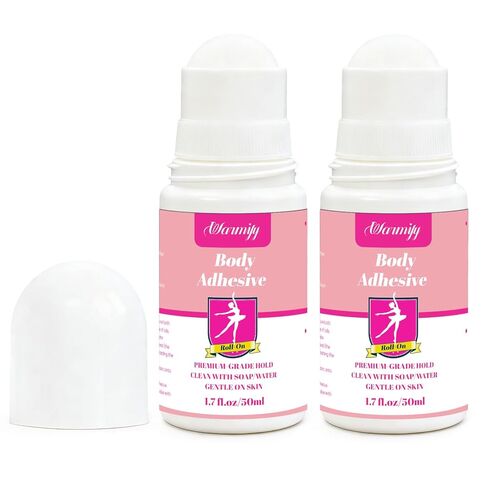 2 Pack Body Adhesive Roll On for Clothing & Skin,Strong Hold, Sweat Resistant, Easy Wash Off Body Glue for Clothes, Socks, Wigs, Costumes, Leotards, Bras – No Residue, Gentle Formula in Kuwait