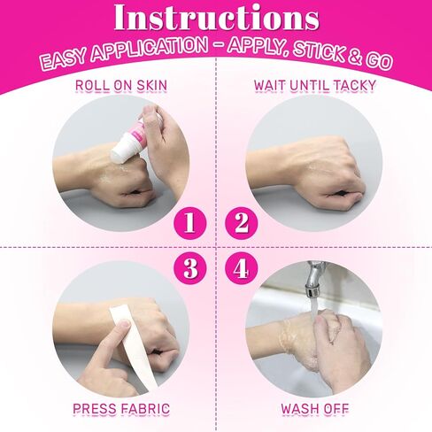 2 Pack Body Adhesive Roll On for Clothing & Skin,Strong Hold, Sweat Resistant, Easy Wash Off Body Glue for Clothes, Socks, Wigs, Costumes, Leotards, Bras – No Residue, Gentle Formula in Kuwait
