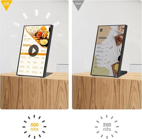 لوحة قائمة Canlarriz الرقمية مقاس 18.5 بوصة شاشة عرض لافتات رقمية لسطح المكتب للمحلات والمطاعم والعرض التجاري، 700 شمعة في المتر المربع، محرر محتوى ويب مجاني عالي السطوع Android in Kuwait