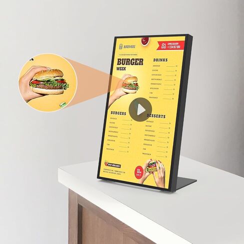 لوحة قائمة Canlarriz الرقمية مقاس 18.5 بوصة شاشة عرض لافتات رقمية لسطح المكتب للمحلات والمطاعم والعرض التجاري، 700 شمعة في المتر المربع، محرر محتوى ويب مجاني عالي السطوع Android in Kuwait