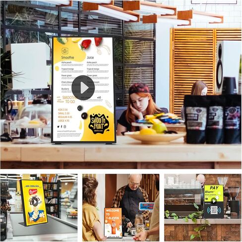 لوحة قائمة Canlarriz الرقمية مقاس 18.5 بوصة شاشة عرض لافتات رقمية لسطح المكتب للمحلات والمطاعم والعرض التجاري، 700 شمعة في المتر المربع، محرر محتوى ويب مجاني عالي السطوع Android in Kuwait