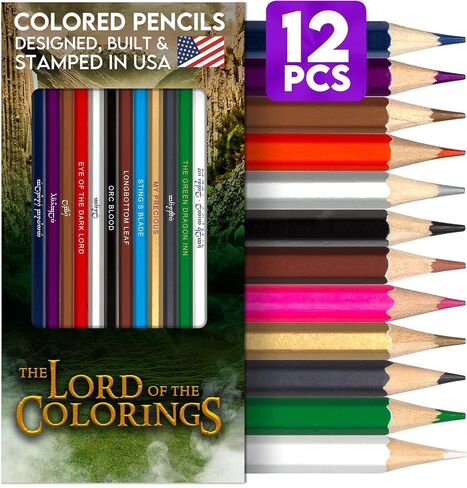 Punlabs Color Wars مجموعة قلم رصاص ملونة وصفحات تلوين للجماهير-12 أقلام محاكاة ساخرة مستوحاة من حرب النجوم بأسماء ذكية ختمها-5 صفحات تلوين ذات طابع حروب الألوان in Kuwait