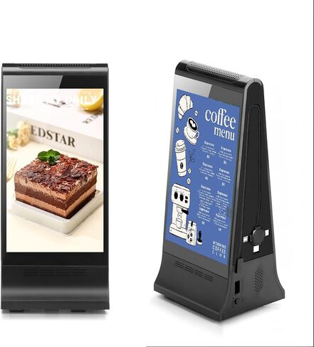 Digital Signage Display for Tabletop ,Interactive Digital Signage with Double 8 inch LCD Touch Screen and WIFI Connected,Rechargeable 23200mAh Battery,Portable Advertising Kiosk for Restaurants,Bar, Hotel ,Cafe (Black) in Kuwait
