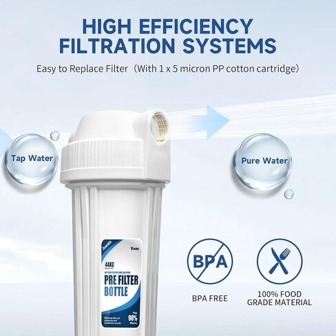 Whole House Water Filter Housing, Fit 10"x2.5" Sediment etc Filters for Well and City Water, Pre-Filtration System for Home, 3/4" Brass Port, Heavy Duty Steel Bracket, 4 Screws, Wrench, 1 Pp Cotton in Kuwait