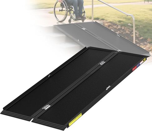 Support Way 3FT Portable Wheelchair Ramp with Quick-Lock, Black Seamless Non-Slip Aluminum Folding Handicap Ramp,Threshold Ramp for Doorways, Wheel Chair Ramp for Home Steps, Loading Dock Plates in Saudi Arabia