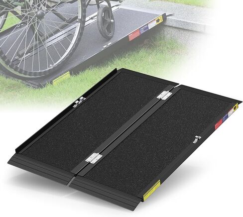 Support Way 3FT Portable Wheelchair Ramp with Quick-Lock, Black Seamless Non-Slip Aluminum Folding Handicap Ramp,Threshold Ramp for Doorways, Wheel Chair Ramp for Home Steps, Loading Dock Plates in Saudi Arabia