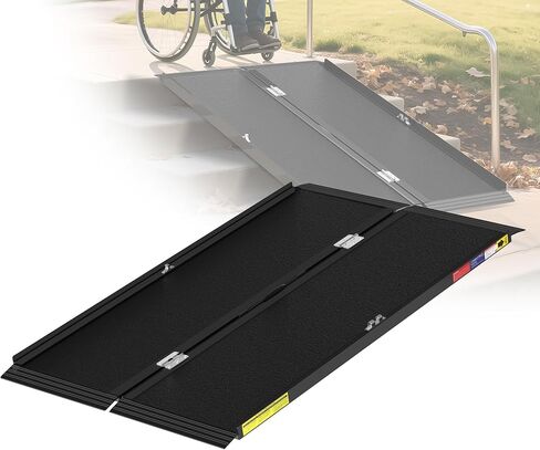 Support Way 3FT Portable Wheelchair Ramp with Quick-Lock, Black Seamless Non-Slip Aluminum Folding Handicap Ramp,Threshold Ramp for Doorways, Wheel Chair Ramp for Home Steps, Loading Dock Plates in Saudi Arabia