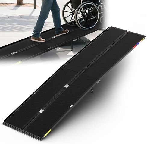Support Way 3FT Portable Wheelchair Ramp with Quick-Lock, Black Seamless Non-Slip Aluminum Folding Handicap Ramp,Threshold Ramp for Doorways, Wheel Chair Ramp for Home Steps, Loading Dock Plates in Saudi Arabia