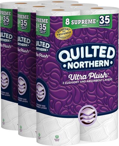 Quilted Northern Ultra Plush Toilet Paper, 24 Mega Rolls = 96 Regular Rolls, 3X Thicker*, 3 Ply Soft Toilet Tissue in Saudi Arabia