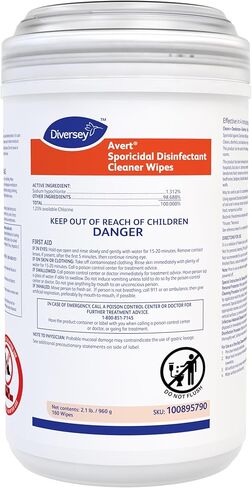 Diversey 100895790 Avert Sporicidal Disinfectant Cleaner, Hospital Grade Kills C. Difficile Spores, Standard Size Wipes, 160-Wipes, 1-Canister in Saudi Arabia