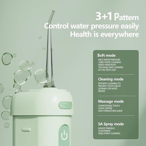 Luonaa Water Flosser for Teeth, Portable Oral Irrigator with 4 Modes, 5 Flossing Tips, 200ML Telescopic Water Tank, IPX7 Waterproof, Rechargeable Cordless Plaque Remover for Teeth in Saudi Arabia
