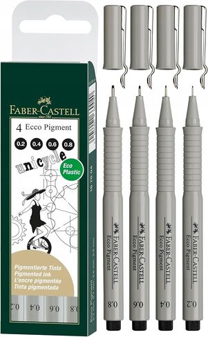 Faber -Castell 0.1mm/ 0.3mm/ 0.5mm/ 0.7mm نظام رسم Artline - الأسود (محفظة 4) in Kuwait