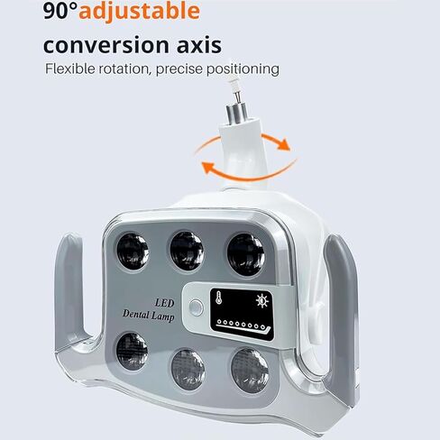 Mavdecll Dental Shadowless Light, Dental Oral Light Lamp with 6 LED Lens, 3 Axises Movement Flexible, 3500-5500K Adjustable, Ceiling Mounted, Fit 22/26mm Port in Kuwait
