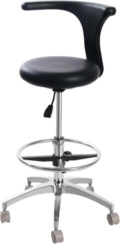 MINTOOTHPRO Adjustable Ergonomic Dental Stool with Back Support, Rolling Dentist Chair for Hygienists, Assistants, Black in Saudi Arabia