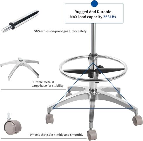 MINTOOTHPRO Adjustable Ergonomic Dental Stool with Back Support, Rolling Dentist Chair for Hygienists, Assistants, Black in Saudi Arabia