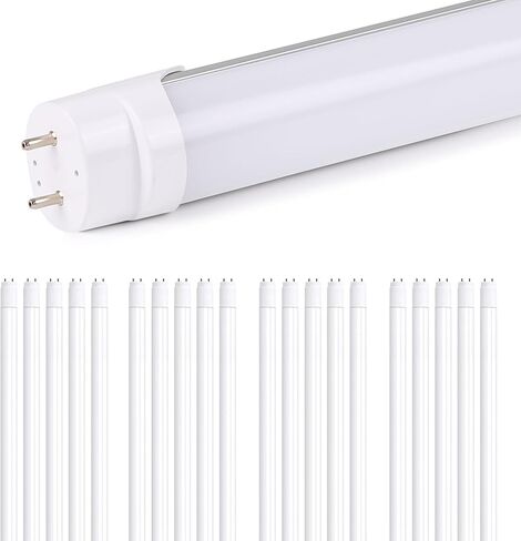 H&B Luxuries 20-Pack T8 LED 4FT Type A+B لمبات الإضاءة 18W، 2300LM، قاعدة G13، التوصيل والتشغيل أو تجاوز الصابورة، استبدال مصابيح الفلورسنت T8 T10 T12، UL وDLC (5000K) in Kuwait