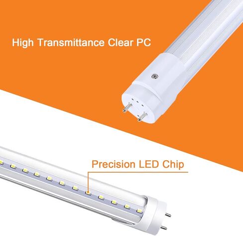 H&B Luxuries 20-Pack T8 LED 4FT Type A+B لمبات الإضاءة 18W، 2300LM، قاعدة G13، التوصيل والتشغيل أو تجاوز الصابورة، استبدال مصابيح الفلورسنت T8 T10 T12، UL وDLC (5000K) in Kuwait