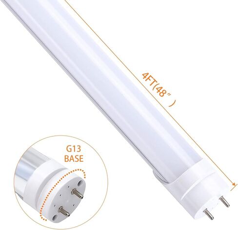 H&B Luxuries 20-Pack T8 LED 4FT Type A+B لمبات الإضاءة 18W، 2300LM، قاعدة G13، التوصيل والتشغيل أو تجاوز الصابورة، استبدال مصابيح الفلورسنت T8 T10 T12، UL وDLC (5000K) in Kuwait