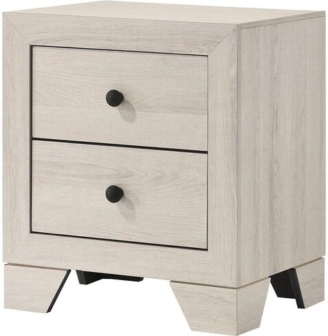 Crown Mark Atticus B6982-2 2-Drawer White Wood Nightstand with Melamine Top & Sleek Metal Handles in Saudi Arabia