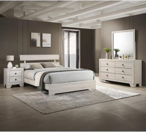 Crown Mark Atticus B6982-2 2-Drawer White Wood Nightstand with Melamine Top & Sleek Metal Handles in Saudi Arabia