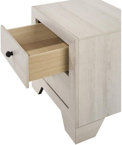 Crown Mark Atticus B6982-2 2-Drawer White Wood Nightstand with Melamine Top & Sleek Metal Handles in Saudi Arabia