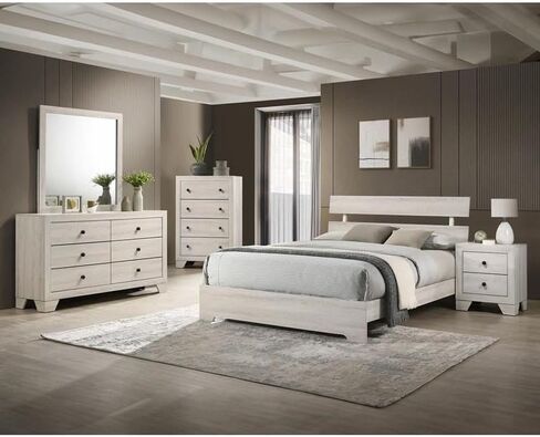Crown Mark Atticus B6982-2 2-Drawer White Wood Nightstand with Melamine Top & Sleek Metal Handles in Saudi Arabia