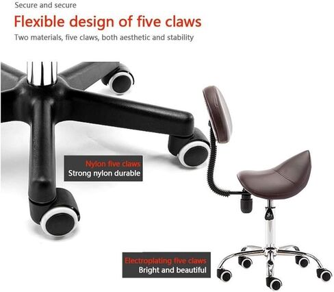 مقعد سرج أرجواني قابل للتعديل مع مسند ظهر - كرسي دوار متدحرج لطب الأسنان والصالون والعيادة واستخدام المختبر - تصميم مريح للراحة والتنقل in Kuwait