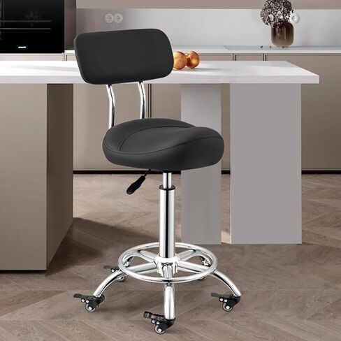 كرسي سرج مريح مع دعم للظهر، مقعد رفع غاز دوار للجلوس النشط، مقعد طبي مع مسند للقدمين لتقنية الأظافر، والوشم، والرموش (أحمر) in Kuwait