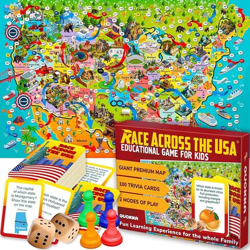 لعبة جغرافيا خريطة Quokka World Map للأطفال الذين تتراوح أعمارهم بين 8 و 12 عامًا والعائلات-تعلم العواصم والأعلام والحقائق ومواقع الخريطة مع 195 بطاقة ريفية ، رقائق ، لوحات وعملة معدنية-لعبة تعليمية ممتعة in Kuwait