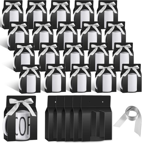 Kosiz 36 PCS صناديق القدح Sublimation أكواب القهوة أكواب الهدايا مع صندوق تخزين تغليف النوافذ للشحن لبيع التخرج التخرج التخرج التغليف (لقدح 11 أوقية ، وردي ، أبيض) in Kuwait