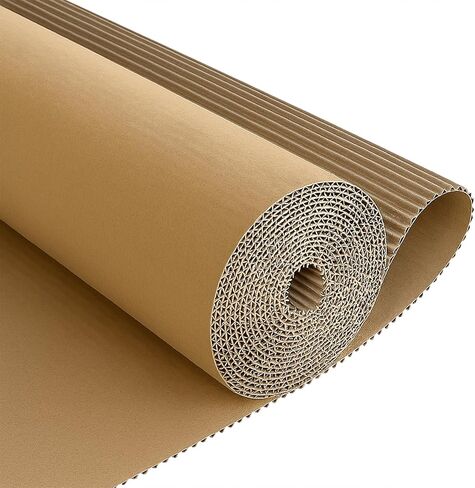 Corrugated Cardboard Roll, 17" x 236" Single Face Kraft Cushion Wrap, Longer & Thicker Cardboard Sheets Paper for Shipping, Packing, Box Filler, Furniture Protection, DIY Crafts & Gift Packaging in Kuwait