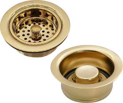 Westbrass A2165-11 4-1/4" OD Post Style Large Kitchen Basket Strainer with Waste Disposal Flange and Stopper Drain Set, Antique Copper in Saudi Arabia