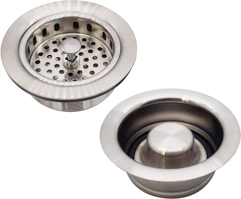 Westbrass A2165-11 4-1/4" OD Post Style Large Kitchen Basket Strainer with Waste Disposal Flange and Stopper Drain Set, Antique Copper in Saudi Arabia