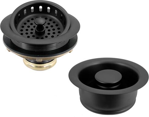 Westbrass A2165-11 4-1/4" OD Post Style Large Kitchen Basket Strainer with Waste Disposal Flange and Stopper Drain Set, Antique Copper in Saudi Arabia