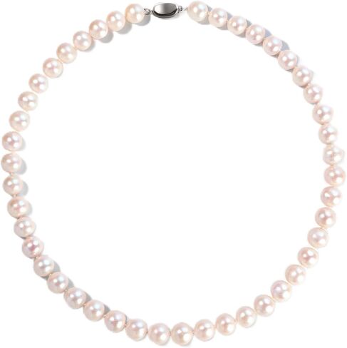 Real Pearl Necklaces for Women, Freshwater Cultured Pearl - 9-10mm AAAA+ Grade Natural Pearls Jewelry Gift with Sterling Silver Clasp in Saudi Arabia